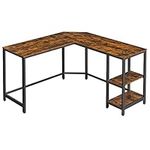 VASAGLE L-Shaped Computer Desk, Corner Desk, 54-Inch Writing Study Workstation, Rustic Brown and Black ULWD72X​