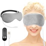 HANNEA Alloy Steel Heated Eye Mask, Usb Wired Eye Mask With Temperature & Time Control, Warm Eye Compress Heating Pad For Sleep, Relieve Eye Strain, Puffy Eyes(Grey)