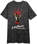 Nightmare On Elm Street Freddy Claws Women's Charcoal Heather Nightshirt-Medium