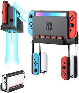 ZAONOOL Wall Mount for Nintendo Switch and Switch OLED, Metal Wall Mount Kit Shelf Accessories with 5 Game Card Holders and 4 Joy Con Hanger, Safely Store Switch Console Near or Behind TV, Black