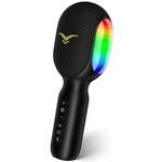 Wireless Bluetooth Karaoke Microphone, 5-in-1 Portable Handheld Mic Speaker with Dynamic RGB Lights, Mini Karaoke Machine for Car Travel Home Party, Music Recording, Duet Singing, Gift for Kids Adults