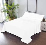 CCWB 100% Egyptian Cotton Bed Sheets 750 Thread Count Sateen Finish Luxuries Hotel Quality (White, King - 1 Piece Bed Sheet)