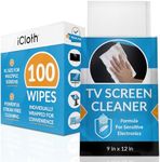 iCloth LCD Screen Cleaner – All-in-One TV Screen Cleaner Wipes – Streak-Free Cleaning for Your Flat Screen TV, Touch TV Screen, Computer Monitor and Electronics – 100 XL Wipes, 9” x 12” Each