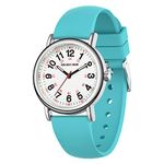 GOLDEN HOUR Waterproof Nurse Watch for Medical Professionals, Students Women Men - Military Time Luminouse Easy Read Dial, 24 Hour with Second Hand, Colorful Silicone Band, Light Blue, Japanese