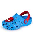 Marvel Spiderman Boys Clogs Kids Slip On Footwear Spider-Man Novelty Charms in Blue Webbed Sandals Sliders Adjustable Strap