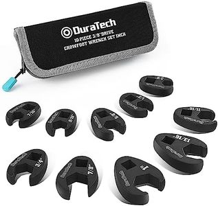 DURATECH 10-Piece 3/8 Inch Drive Crowfoot Wrench Set, SAE, CR-V Steel, with Zipper Bag