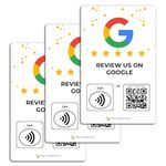 Social Review Tap Card | Review QR Code | Contactless Review Card | NFC Tap Card | Unlimited Use NFC Cards (3-Pack Google Cards)