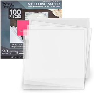 100 Sheets 12 x 12 in Translucent Vellum Paper - 93gsm/63lb Printable Tracing Paper for Invitation, Sketching and Card Overlays