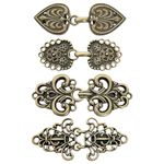 4 Pieces Vintage Sweater Swirl Clip Cape Cloak Clips for Dress Retro Cardigan Clip Shawl Collar Clasp Dress Shirt Button Clip for Girl Women, Zinc, no gemstone