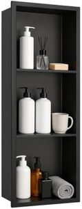 Autopartsfreer 36 x 12'' Stainless Steel Shower Niche, Black, 2 Shelves | shower niche no tile needed,4‑way reversible design ,8‑year fade & scratch resistant
