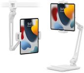Twelve South HoverBar Duo iPad Stand (2nd Gen) - Adjustable Tablet Stand for Desk with Weighted Base & Clamp Attachment for Mounting, Tablet Holder, Foldable Tablet Desk Stand, Fits All iPads, White