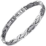 RainSo Silver Pure Titanium Magnetic Bracelet for Women Super Light Magnetic Bracelet with Adjustable 3 Smart Buckle with Gift Box