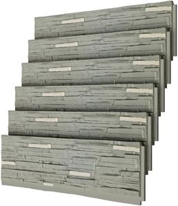 Faux Stone Wall Panels, 6-Pack PU Stone Veneer for Indoor/Outdoor, 3D Artificial Rock Siding for Fireplace Surround & TV Accent Wall, Gray Small Rock, 45.7"x 11.8"