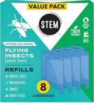 STEM Insect Light Trap Refill Cartridges, Indoor Fruit Fly Trap, Insecticide-Free Pest Control for Home, Attracts and Traps Flying Insects, Official STEM Refills - 8 Count