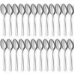 BEWOS 24 Pieces Spoons Set, 7.5 Inchs Spoons Silverware, Stainless Steel Spoons, Dinner Spoons, Mirror Polished Tablespoons, Dishwasher Safe, Silver Spoons for Home, Restaurant