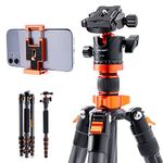 K&F Concept 68" Carbon Fiber Camera Tripod, Lightweight Compact Tripod with 360 Degree Ball Head, 2in1 Quick Release Plate, Detachable Monopod 10KG/17.6LBS Load Capacity D255C4+BH-28L (SA255C1)