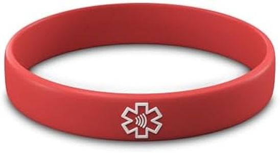 CONTACT CO. Smart Emergency ID Silicone NFC Wristband, Vibrant Smart Band with App-Free Sharing, Seamless Band for Tech Enthusiasts and More, Red