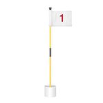 KINGTOP Miniature Golf Flagstick, Practice Putting Green Flags for Yard, Golf Pin Flag Hole Cup Set, Portable 2-Section Design, 3ft Flagpole, White Flag Numbered #1, Indoor | Outdoor