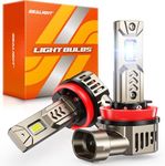 SEALIGHT Upgrade H11/H8/H9 Light Bulb, 1000% 45000LM Super Bright 6500K Built-in Driver, H11 Bulb 360° Adjustable Plug-N-Play, IP68 Waterproof, Pack of 2