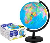 Fun Lites 25CM World Globe for Kids Learning, DIY Assemble Educational Rotating World Map Globes Large Size Decorative Earth Children Globe for Classroom Geography Teaching, Desk and Office Decoration