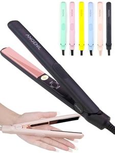 ANGENIL Pro Small Flat Iron Mini Hair Straightener 0.7 Inch, Dual Voltage Hair Straightener and Curler 2 in 1, Portable Grey Mini Flat Iron for Short Edges, Front Bangs, 3 Temp (280℉- 320℉ -380℉)