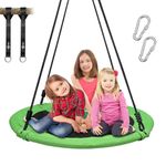 Trekassy 700lb 40 Inch Saucer Tree Swing for Kids Adults 900D Oxford Waterproof with Swivel, 2pcs 10ft Tree Hanging Straps, Steel Frame and Adjustable Ropes--Green