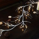 Eambrite Christmas Decorations 1.8m White Garland with 48 Warm White Lights Waterproof Pre-Lit Vine Twig Plug in for Indoor Outdoor Home Garden Party Decoration