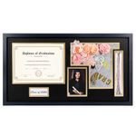 FramePro Graduation Shadow Box Diploma Picture Frame for 8.5x11 Certificate & 4x6 Photo with Graduation Cap & Tassel Holder Class of 2024 2025 Wooden Display Case