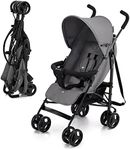 Kinderkraft TIK Lightweight Umbrella Stroller, 6.5kg, from 6 Months, Compact Fold, Lie-Flat Recline, 5-Point Harness, EVA Wheels, Lockable Swivel, Expandable Hood, Window, Gray