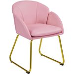 Yaheetech PU Leather Tub Chair Vanity Chair, Modern Accent Armchair Lounge Chair Single Sofa with Golden Mental Legs for Living Room/Bedroom/Makeup, Simple Pink