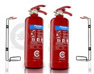 FSS UK Plus 2 X 2 KG ABC Dry Powder FIRE Extinguisher. CE Marked. Ideal for Homes Kitchen Workplace Offices Cars Vans Warehouses GARAGES