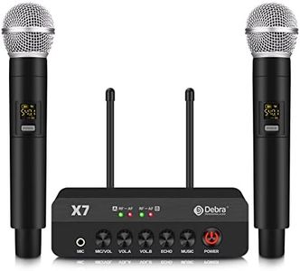 Wireless Microphone System D Debra Audio X7 with UHF Echo Dual Handheld Mics Have Optical Coaxial Input Output Compatible with Active Speaker TV Sound bar for Home Karaoke Party (X-7)
