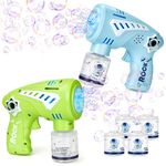 Jovicos 2 Pack Bubble Guns, Bubble Machine for Kids with 4 Bubbles Solution, Bubble Blaster Toy with LED Lights and Music, Bubble Blower for Kids, Outdoor Summer Garden Toy Party Favors Birthday Gift