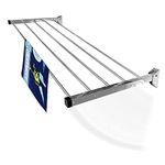 homWell Stainless Steel Heavy Duty 5 Pipe X 4 Feet Wall Mounted Foldable Cloth Drying Stand for Balcony | Cloth Drying Hanger | Clothes Drying Stand