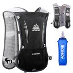 Azarxis 5L Hydration Running Vest Backpack Lightweight Hydration Pack Runner Rucksack for Women Men Outdoor Marathon Trail Race Cycling Hiking Climbing (Black with 500ml Soft Flask)