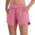 Willit Women's Swim Board Shorts UPF 50+ High Waisted Swimming Shorts with Liner Pockets 5" Peach Size 10