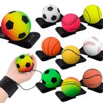 10 Pieces Wrist Return Ball,2.4 inch Rubber Sport Ball Rebound Bouncy Balls On Elastic String for Stiffness Relief Wrist Exercise,Adults Children Gift Sport Game Party Favor