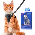 Halypet Cat Harness and Leash Set [ MAX Safety Third Generation ] Escape Proof Soft Adjustable Cat Leash Breathable Comfortable Vest Easy to Wear Kitten Harness for Outdoor Walking