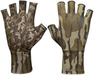 Mossy Oak Fingerless Camo Hunting Gloves | Lightweight & Breathable Stretch Material with Textured Palm Grip | Turkey Hunting & Bow Hunting Gloves for Men & Women
