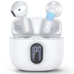 Wireless Earbuds Bluetooth 5.3 Headphones 40 Hrs Playtime with LED Display, Deep Bass Stereo and Noise Cancelling Bluetooth Ear Buds IP7 Waterproof Wireless Ear Buds with Mic for iPhone Android White