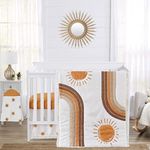 Sweet Jojo Designs Rainbow Vintage Boho Sun Baby Boy Girl Nursery Crib Bedding Set Pumpkin Rust Orange Taupe Brown and White Bohemian Sky Desert Sunshine Nature Minimalist Gender Neutral Retro Arches