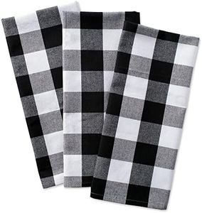 DII Buffalo Check Kitchen Collection, Classic Farmhouse Dishtowel Set, 20x30, Black & White, 3 Piece