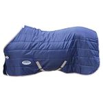 Weatherbeeta Comfitec Medium/Lite 210d Channel Quilt Standard Neck Stall Blanket (6 ft 3) (Navy/Silver/Red)