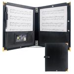 GraduatePro Elastic Music Sheet Holder 9.5" x 12" PU Leather Choir Music Folder with Hand Strap for Piano Particle and Stage Performance