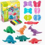 Yeahbo Playdough Sets for Kids 2 3 Years, Modelling Clay for Kids, Air Dry Clay with 6 Dinosaur Mold, Polymer Clay Set, Play Dough Dinosaur Toys Arts and Crafts for Kids Age 4 5 Year