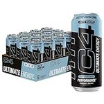 C4 Ultimate Sugar Free Energy Drink 16oz (Pack of 12) | Arctic Snow Cone | Pre Workout Performance Drink with No Artificial Colors or Dyes