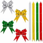 40pcs Pull Bows,Christmas Pull Bows Glitter Bows Red Green Gold and Silver Gift Bow Ribbon,Ribbon Pull Bows for Gift Wrapping Baskets, Wedding Gift Christmas Trees, Wedding, Birthday Hampers Décor