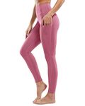 G4Free Womens Leggings Sports Yoga Pants with Pockets High Waist Tummy Control Soft Stretch Slim Trousers Gym Athletic Workout Running Tights Pants Pink