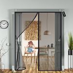 Fly Screens for Doors 95x200cm(37x79inch) Automatic Closing Magnetic Fly Curtain,Insect Door Screen with Full Frame Magic Tape,Keep Out Bugs Let Fresh Air in,for Doors and Windows - Black