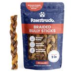 Pawstruck Braided Bully Sticks For Dogs-Bulk Dental Treats Chews 9 Inch Low Odor Pizzle Stix 10 Stick(s)